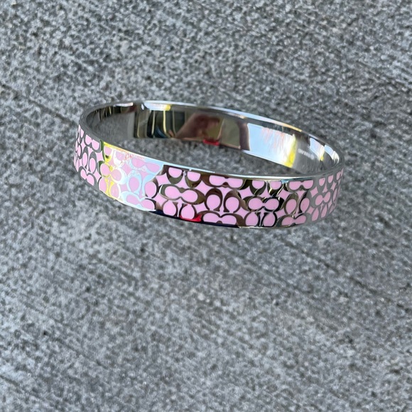Vintage 90s pink coach bangle bracelet Y2K silver - Picture 1 of 8